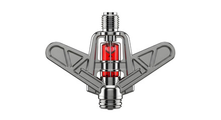 Naklejka premium Modern Fire Sprinkler Valve with Red Indicator Light in Metal Construction