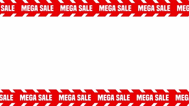 Mega  Sale tape and repeating discount border animation 4K