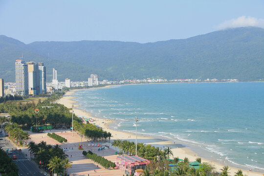 Beautiful My Khe Beach and Son Tra Peninsula in Danang, Vietnam