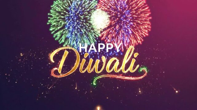 Vibrant Diwali Fireworks Celebration with Sparkling Lights and Festive Greetings for Joyful Festivities