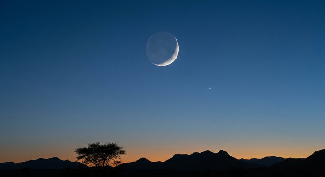 moon in the sky during the ramadaan and eid ul fiter