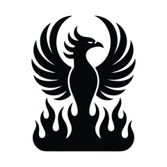 Obraz premium Majestic phoenix rising from flames in dramatic pose