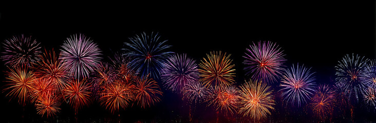 Obraz premium Colorful fireworks display night sky celebration festival bright dazzling explosion vibrant sparkles