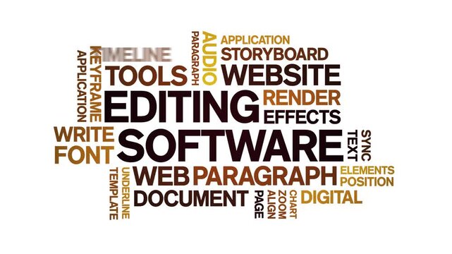 Editing Software animated word cloud-text design animation tag kinetic typography seamless loop.