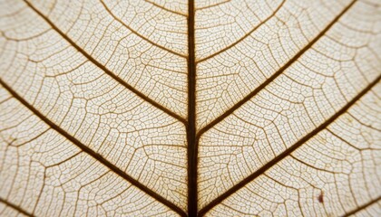 Obraz premium Macro Shot Of Intricate Vein Pattern In A Backlit Dried Translucent Leaf Skeleton Revealing Natural Texture