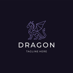 Dragon line art logo with flowing lines expressing power and mystic energy.