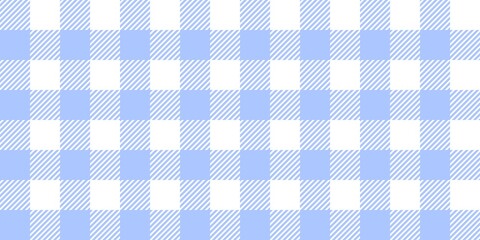 Sky blue gingham checkered pattern with diagonal stripes. Bright seamless plaid background for airy summer designs, fresh branding, and baby boy stationery.