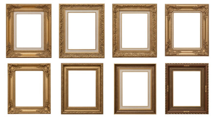Collection of ornate picture frames transparent background cutout png