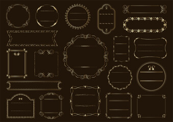 Vintage Frames And Labels Set With Text Spaces Isolated On A Dark Background. Vector Illustration.