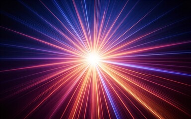 Obraz premium Vibrant light rays burst from a bright center radiating energy in