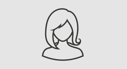 Fototapeta premium Simple Line Art Icon of a Woman's Silhouette with Bob Hairstyle