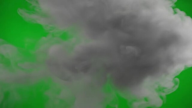 Gray Cloud on Green Screen Background in Dramatic Lighting with Soft Texture for Weather Forecast