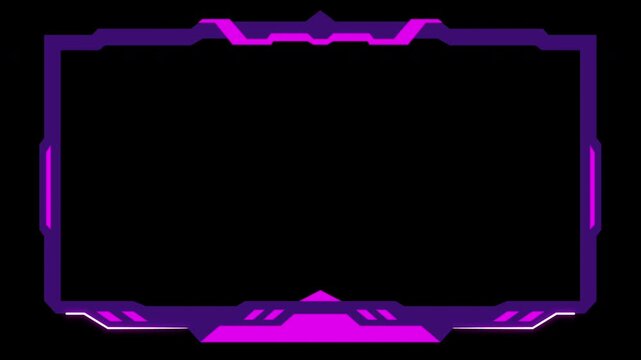 Purple and pink webcam for streaming border with transparent background. Animation Border gaming overlay