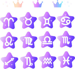 12星座シンプルアイコンセット　星型