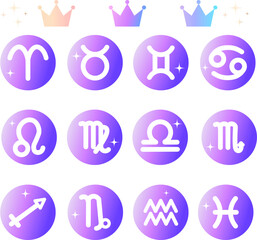 12星座シンプルアイコンセット