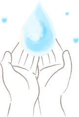 水彩で描いた素敵を手で包むイラスト
