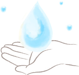 水彩で描いた素敵を手で包むイラスト

