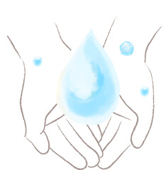 水彩で描いた素敵を手で包むイラスト
