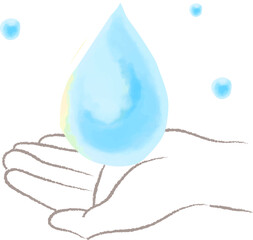 水彩で描いた素敵を手で包むイラスト
