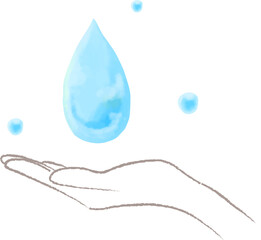 水彩で描いた素敵を手で包むイラスト
