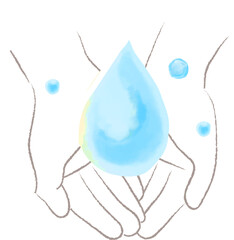 水彩で描いた素敵を手で包むイラスト
