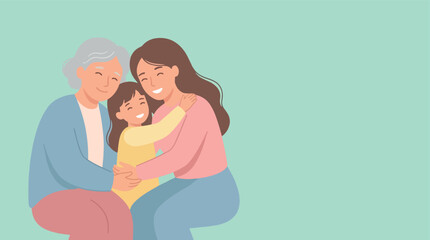 Obraz premium Three Generations of Women Embracing with Joy.