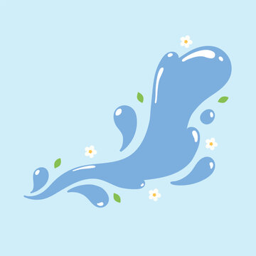 Songkran Festival Water Splash with Flowers Illustration