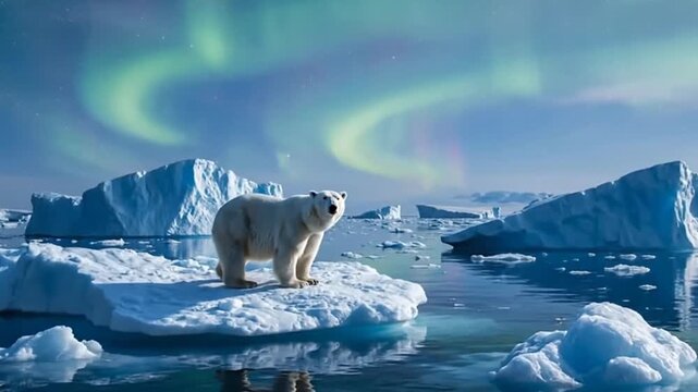 Polar bear  aurora.