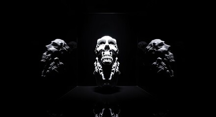 Minimalist Artistic Skull Sculpture with Dramatic Lighting for Creative Visuals