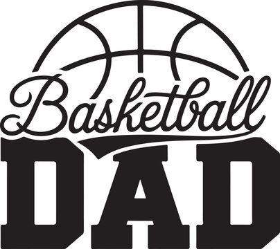 Proud Basketball Dad Sports Fan Design with Ball Illustration
