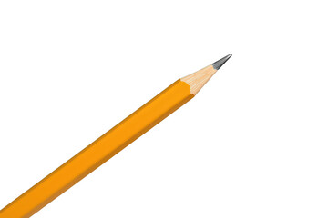 Yellow wood pencil with sharp graphite lead on transparent background, symbolizing education, drawing, and creativity