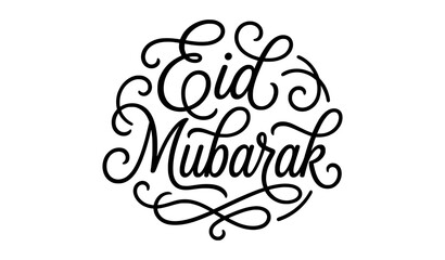 Minimal Eid Mubarak English calligraphy black typography isolated on white background festive vector design © Nirob
