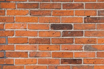 Fototapeta premium This aged brick wall texture showcases rustic charm, ideal for graphic design, architecture, or construction projects. Perfect for adding depth and character to any visual narrative.