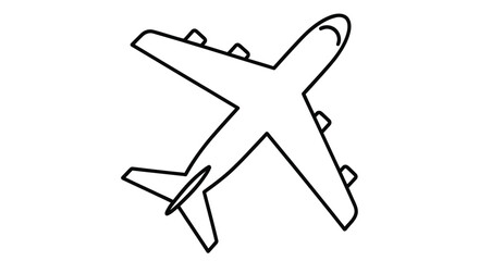 Simple line drawing of an airplane viewed from above on a white background