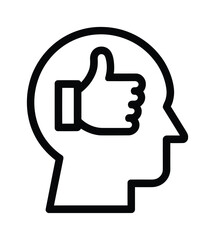 Obraz premium Vector of a human head with thumbs up