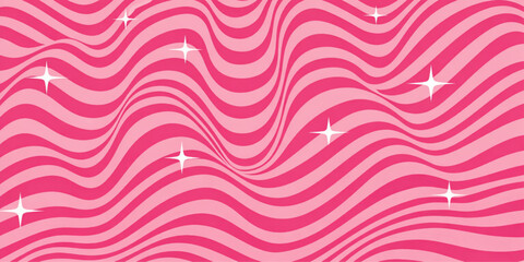 Abstract pink floral wallpaper featuring a seamless geometric wave pattern with elegant purple curves and artistic nature-inspired vector lines for a stylish textile design backdrop © ZT Stock Studio