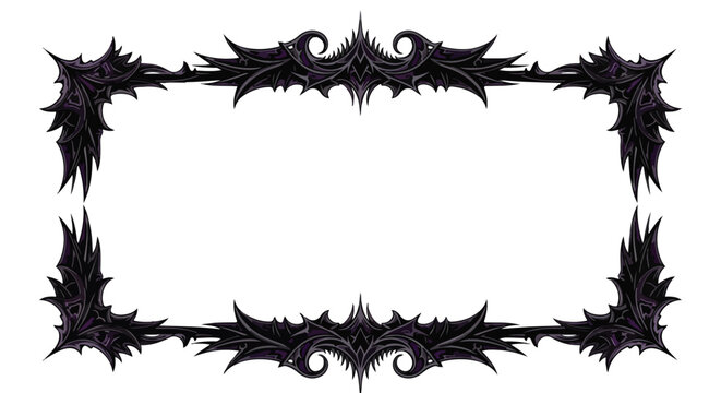Gothic Ornate Frame Border, Dark Fantasy Decorative Element, Spiky Black Ornate Corner Design