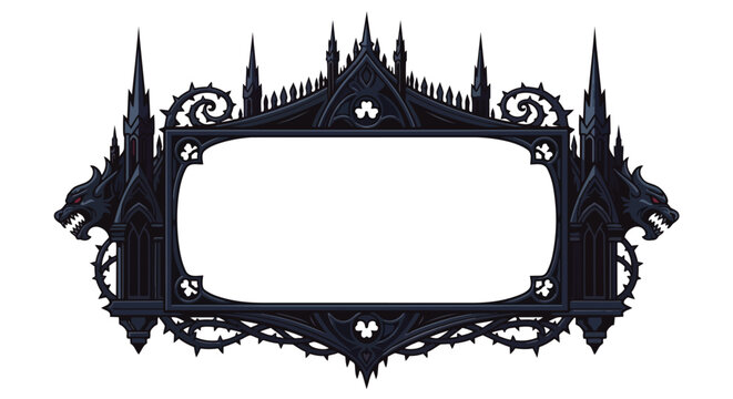 Gothic Frame with Gargoyles and Spikes