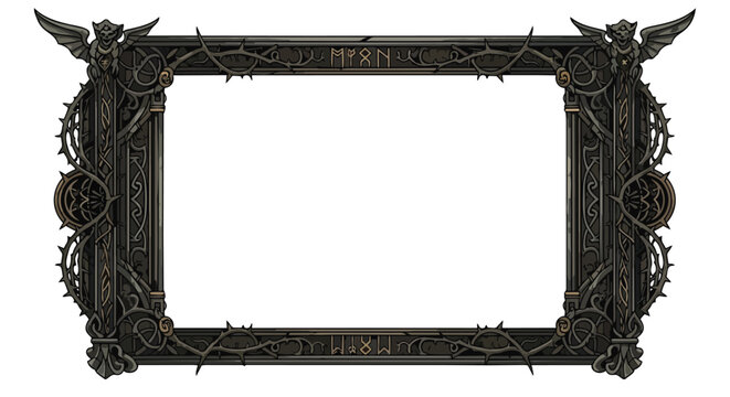 Ornate Dark Gothic Frame with Thorns and Runes