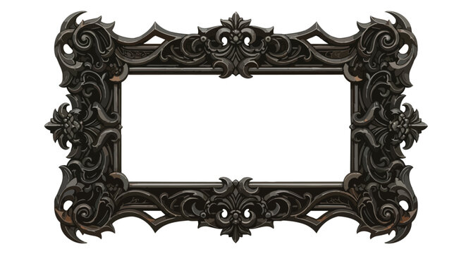 Ornate Black Metal Frame with Gothic and Victorian Decorative Elements