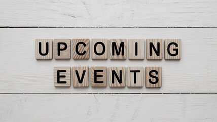 Naklejka premium Upcoming Events Wooden Blocks on White Background Minimalist Business Calendar Planning Concept