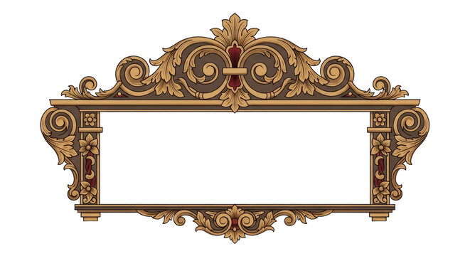 Ornate Vintage Frame with Floral Swirls and Decorative Elements