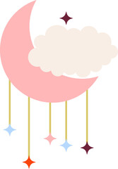 Cute Pink Moon Cloud Stars Hanging Decorations Baby Nursery
