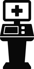 Obraz premium Black and white minimalist of a medical kiosk with a screen and buttons