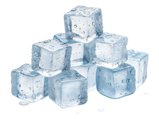 Obraz premium Ice, cubes, frozen, water, clear, blue, isolated on transparent background