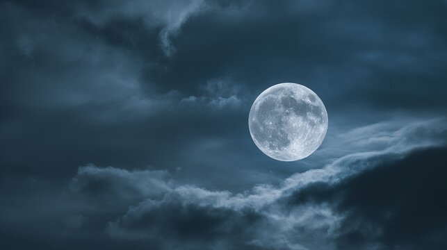 telephoto. Dramatic super moon glowing in the night sky, casting celestial light over a serene landscape below. travel magazines, destination branding, designed for travel destination branding.