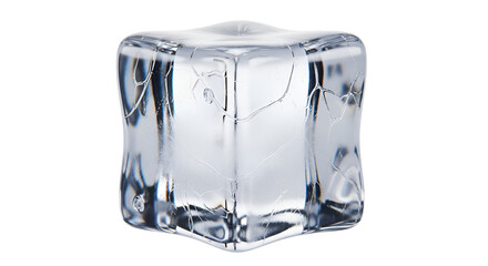 Clear Ice Cube with Cracks on Black Background frozen water
