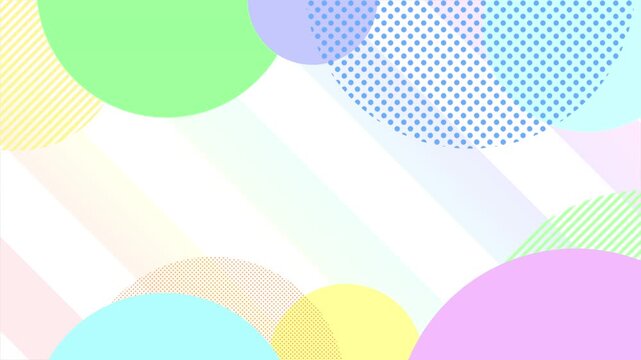 タイトル表示に使えるカラフルなストライプにパステルカラーの円が現れる、4K画質の映像素材