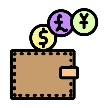 MultiCurrency Wallet Vector Filled Icon Design