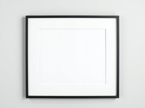 A black picture frame on a white wall